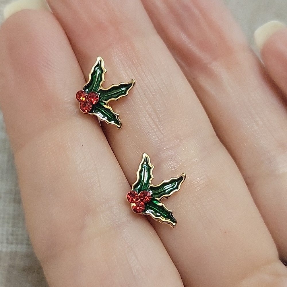 Festive Holly Leaf Earrings